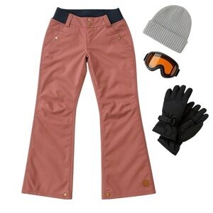 Ride Cappel Women’s Mauve Brown Snowboard Pants S/T Stretch Waist Winter Gear
